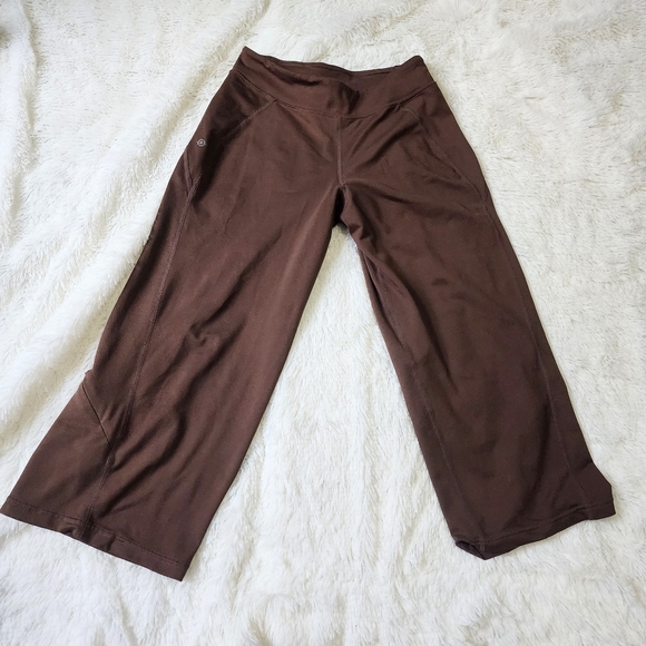 Brooks brown athletic stretch wide leg pants size small - Picture 1 of 8